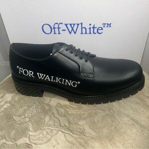 new OFF-WHITE Men’s Black derby "For Walking" lace up Dress Shoes Sz 45/US 11.5